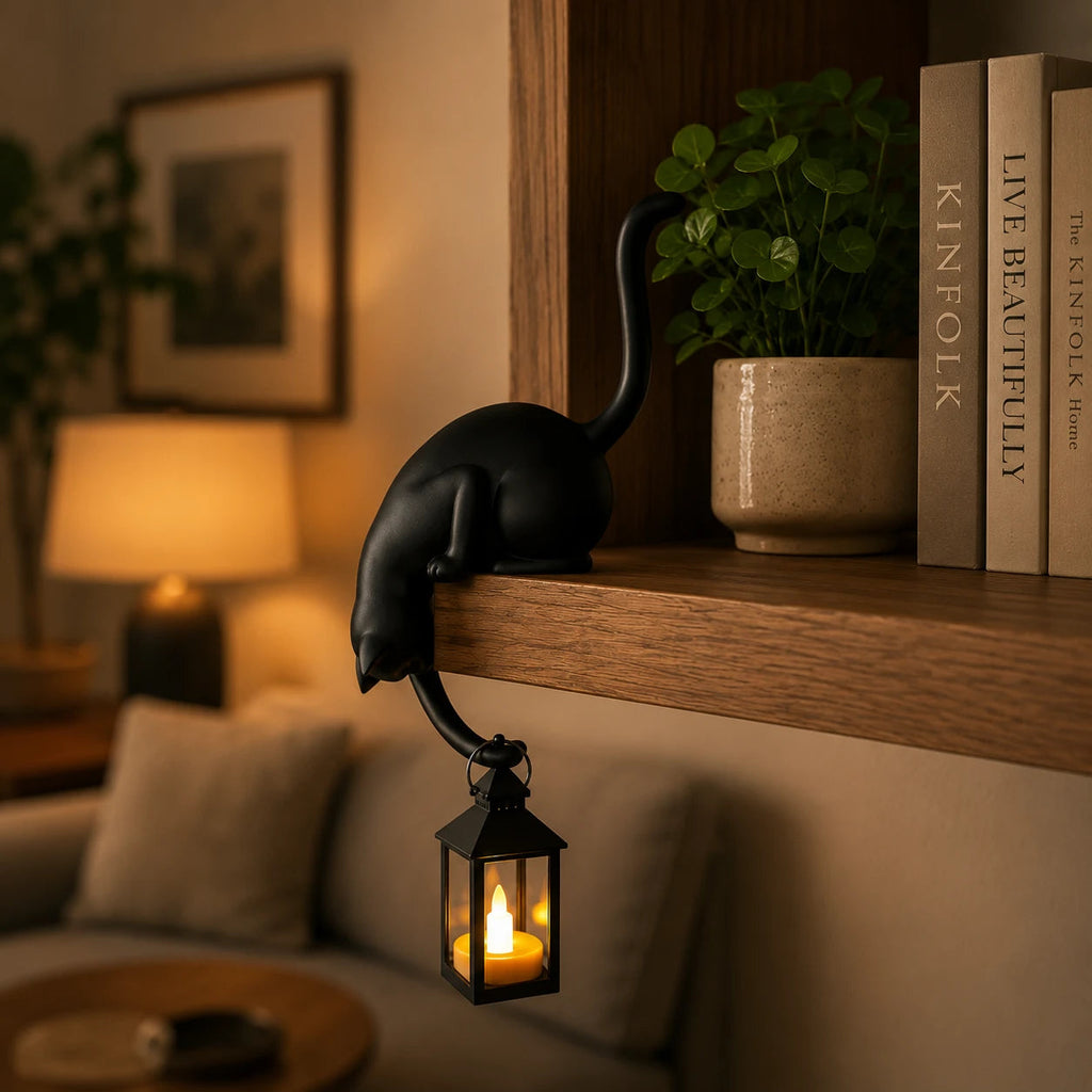 FélinLueur™ – Chat Décoratif avec Lanterne Lumineuse