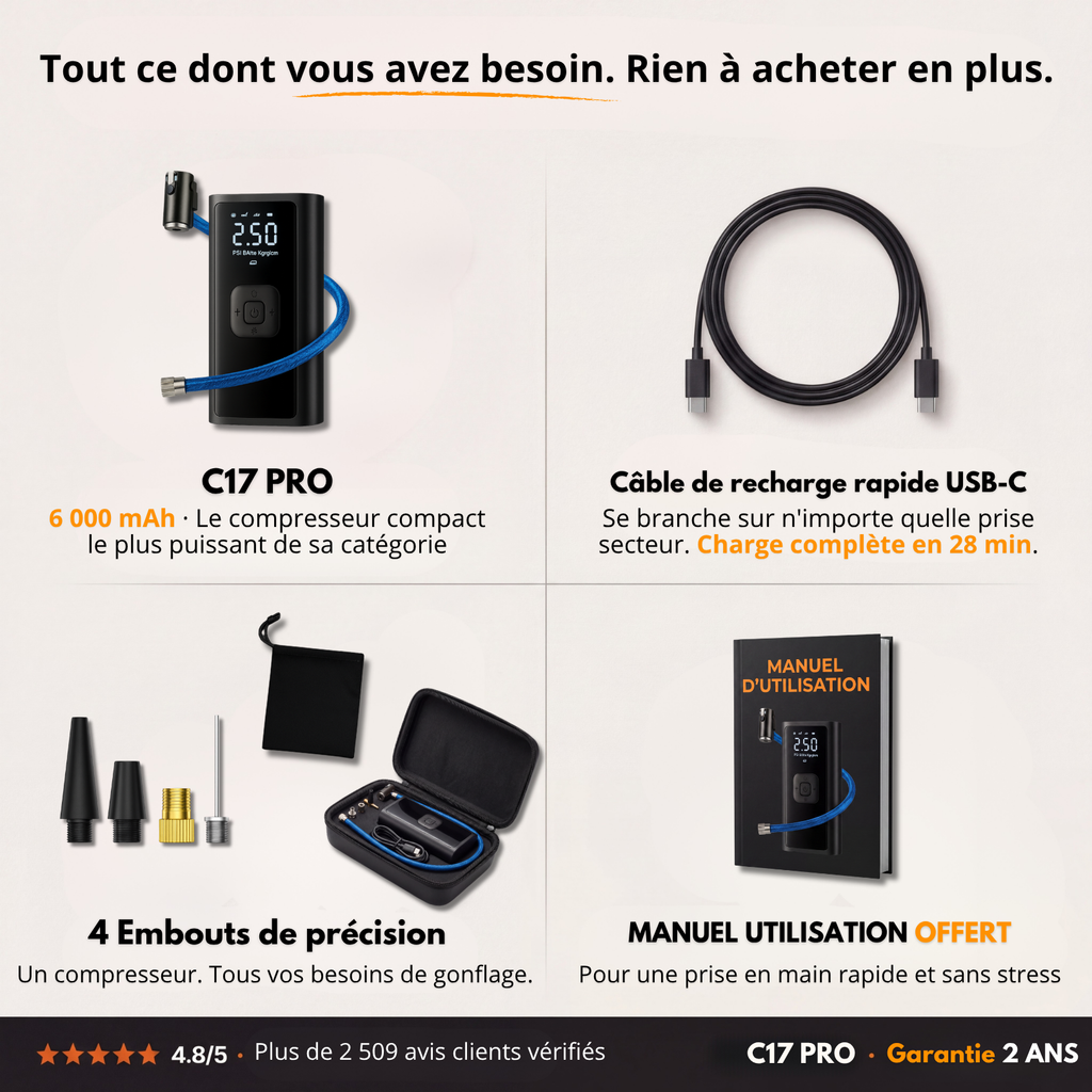 GonfleMax™ – Compresseur d’Air Portable Rechargeable