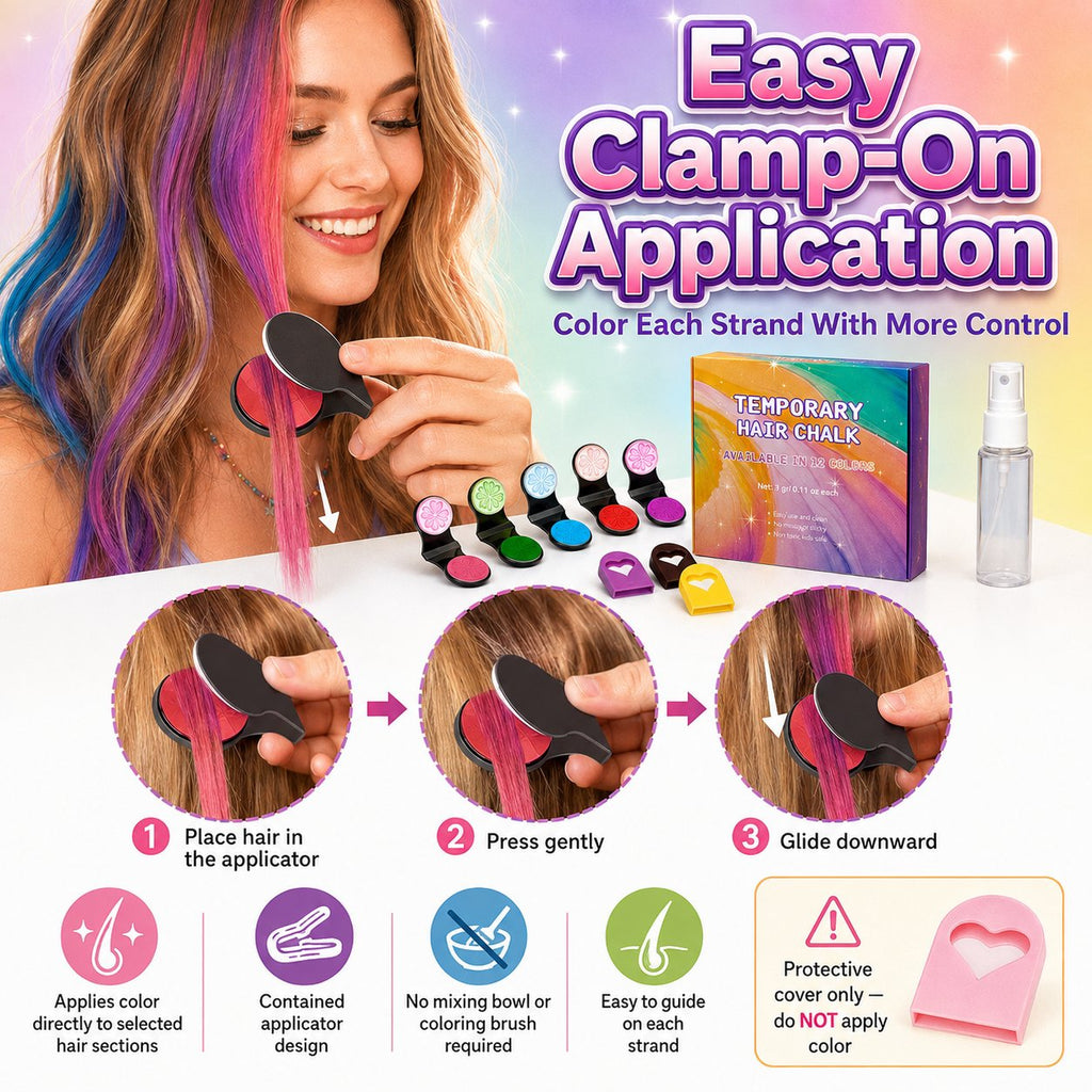 CouleurMèche™ – Kit de Craies Colorantes Temporaires pour Cheveux
