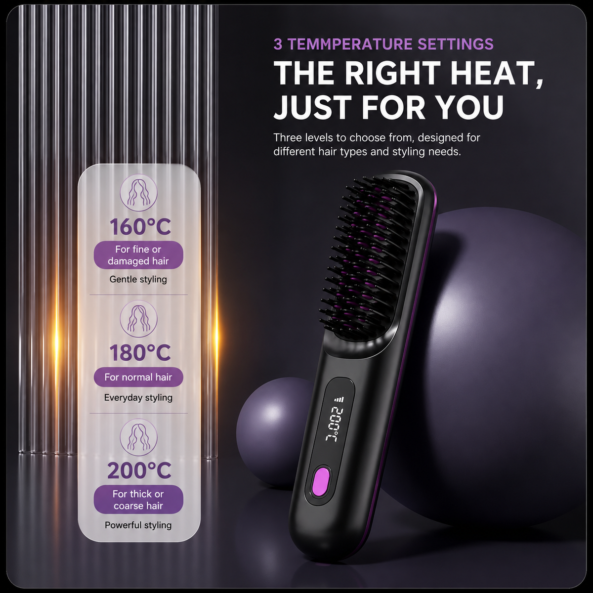 Lissora™ – Brosse Lissante Sans Fil | Retouches Rapides & Cheveux Sans Frisottis
