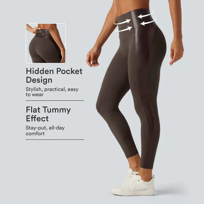 SilhouetteÉlégance™ – Legging Sculptant en Similicuir à Taille Haute