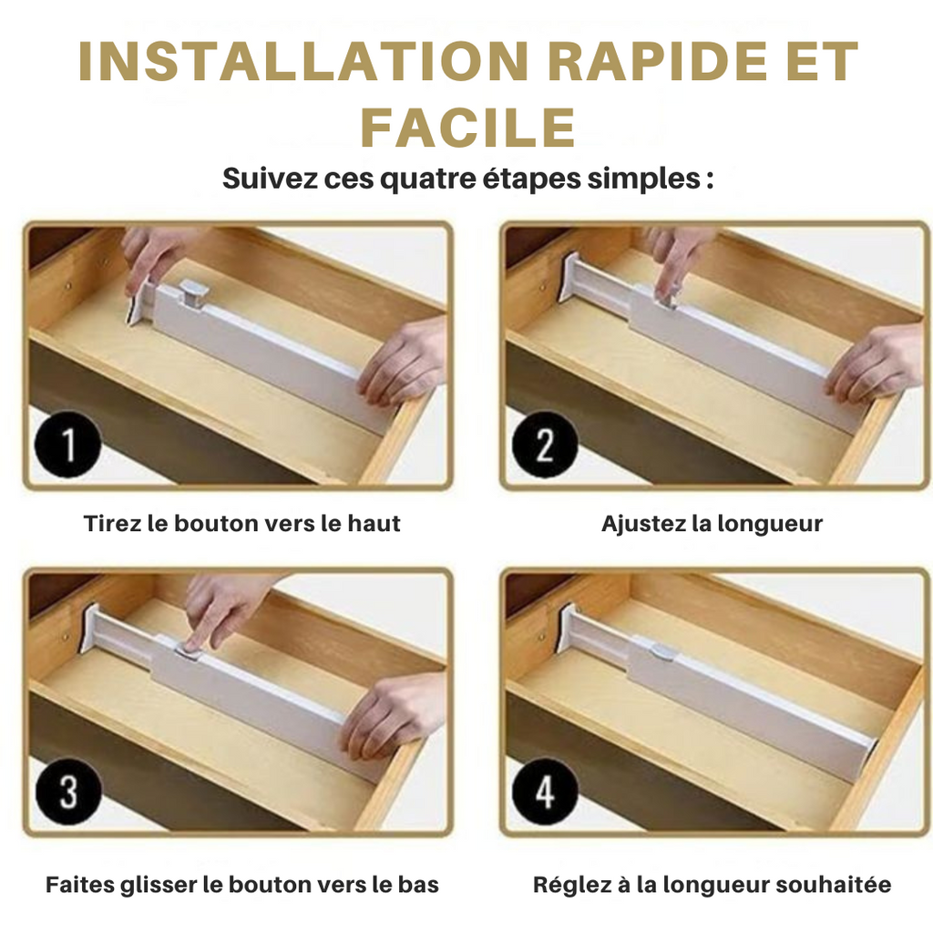 Dernier Jour -50% | DrawerFlex™ Séparateur de tiroirs réglables