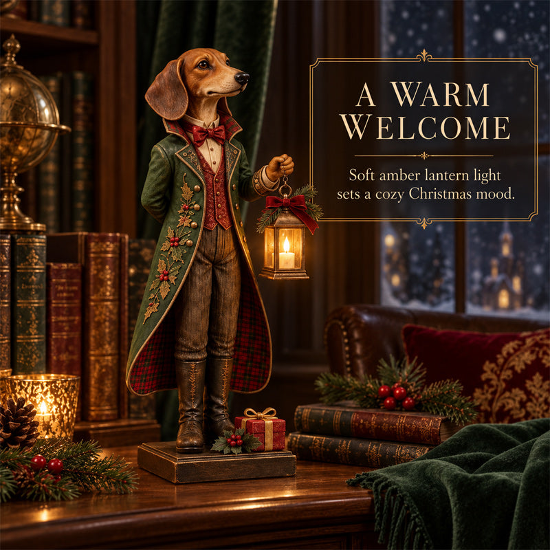 NoëlDandy™ – Teckel Décoratif avec Lanterne Lumineuse