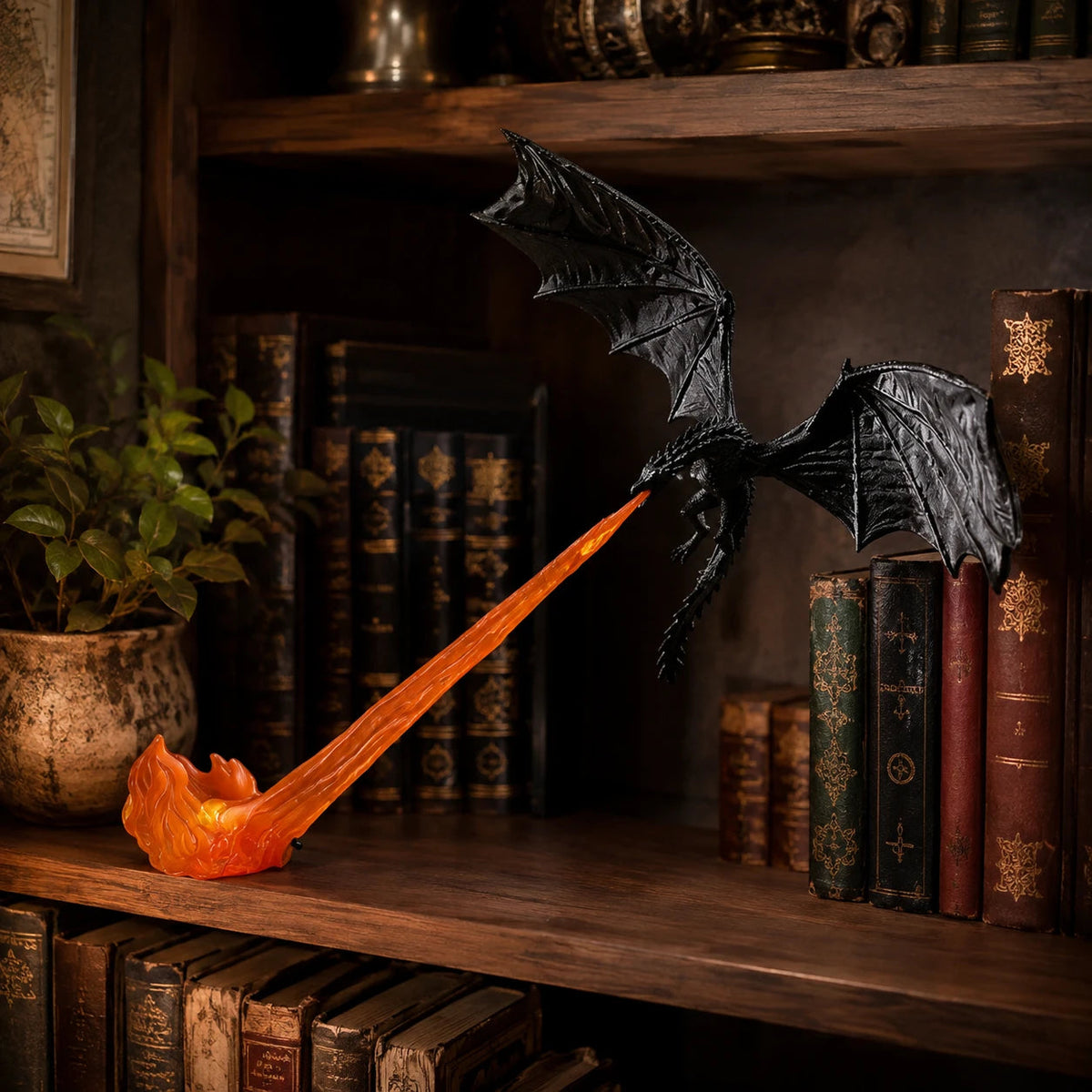 DracoFlamme™ – Dragon Décoratif LED Cracheur de Flamme