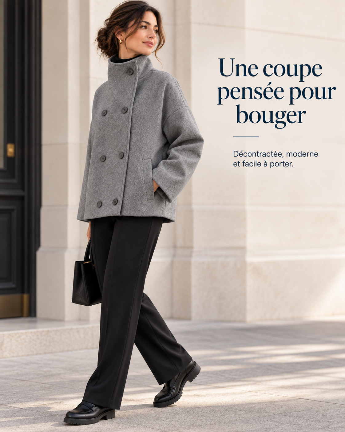 Valérine™ – Veste Élégante à Col Montant pour Femme
