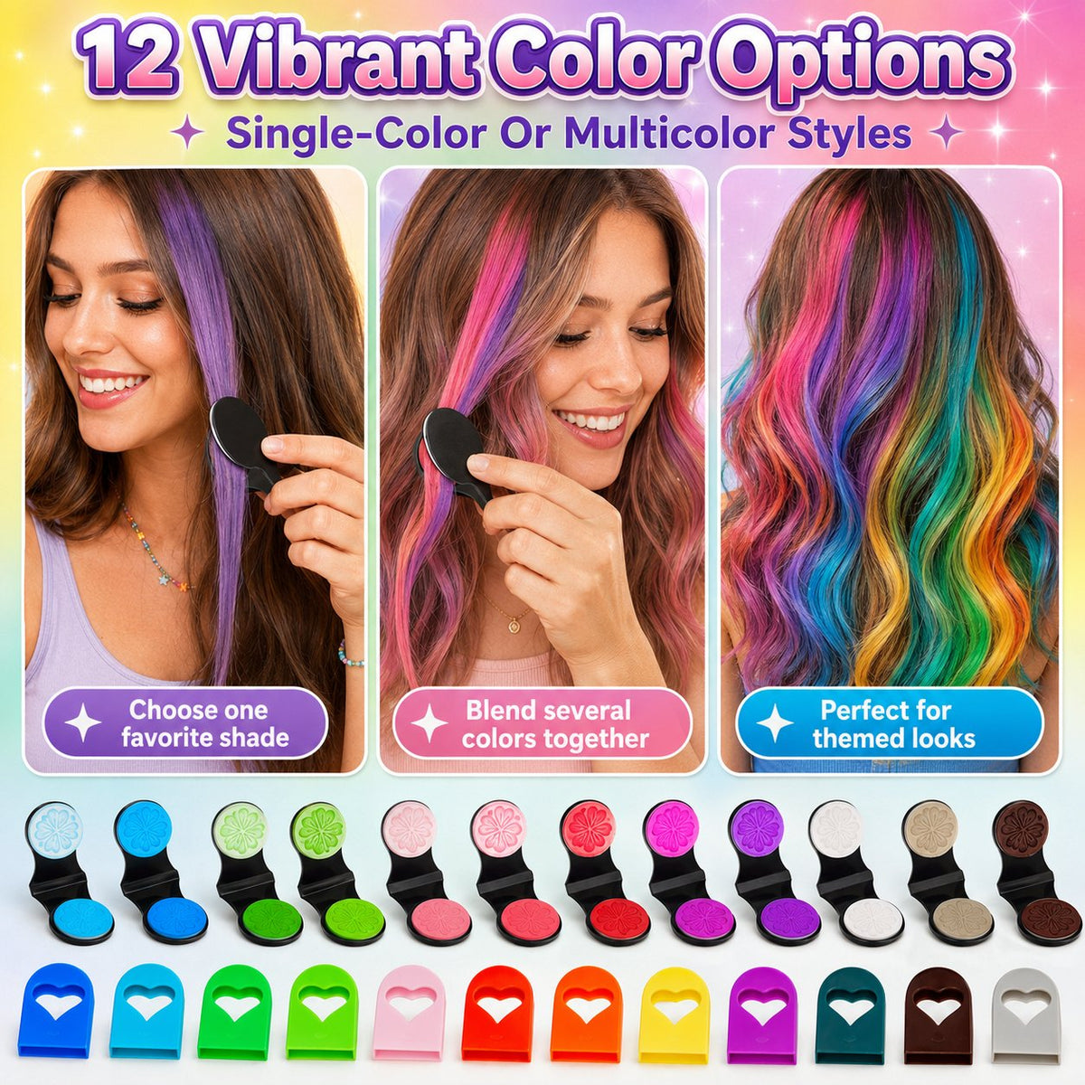 CouleurMèche™ – Kit de Craies Colorantes Temporaires pour Cheveux