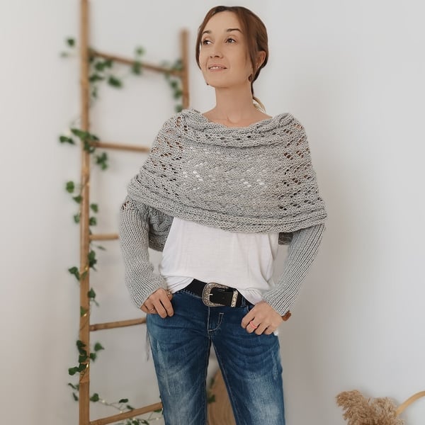MailleÉlégance™ – Châle Tricoté à Manches Longues pour Femme