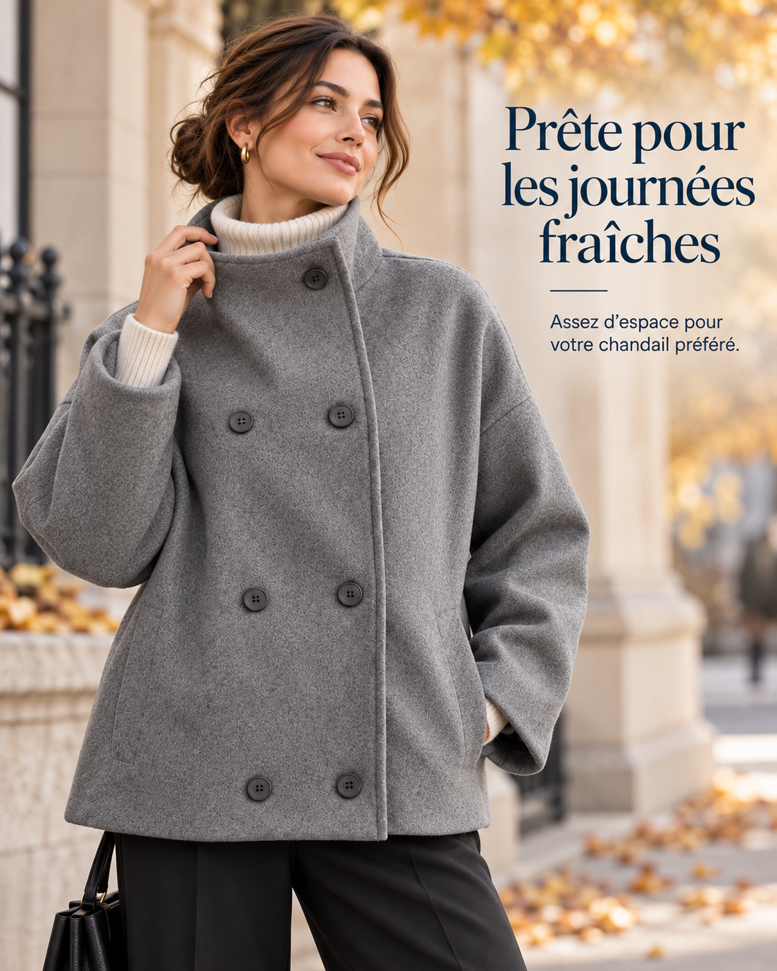 Valérine™ – Veste Élégante à Col Montant pour Femme