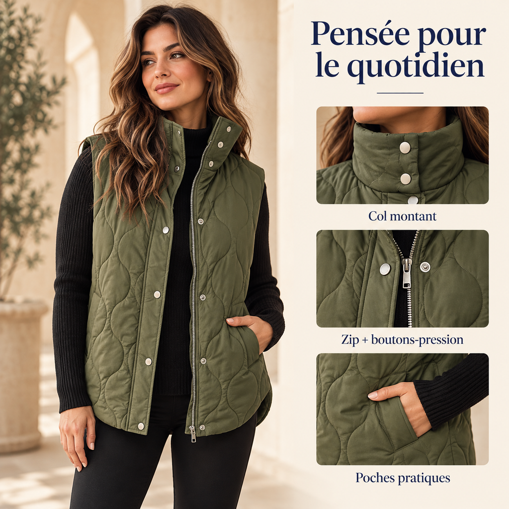 Élancia™ – Gilet Matelassé Sans Manches pour Femme