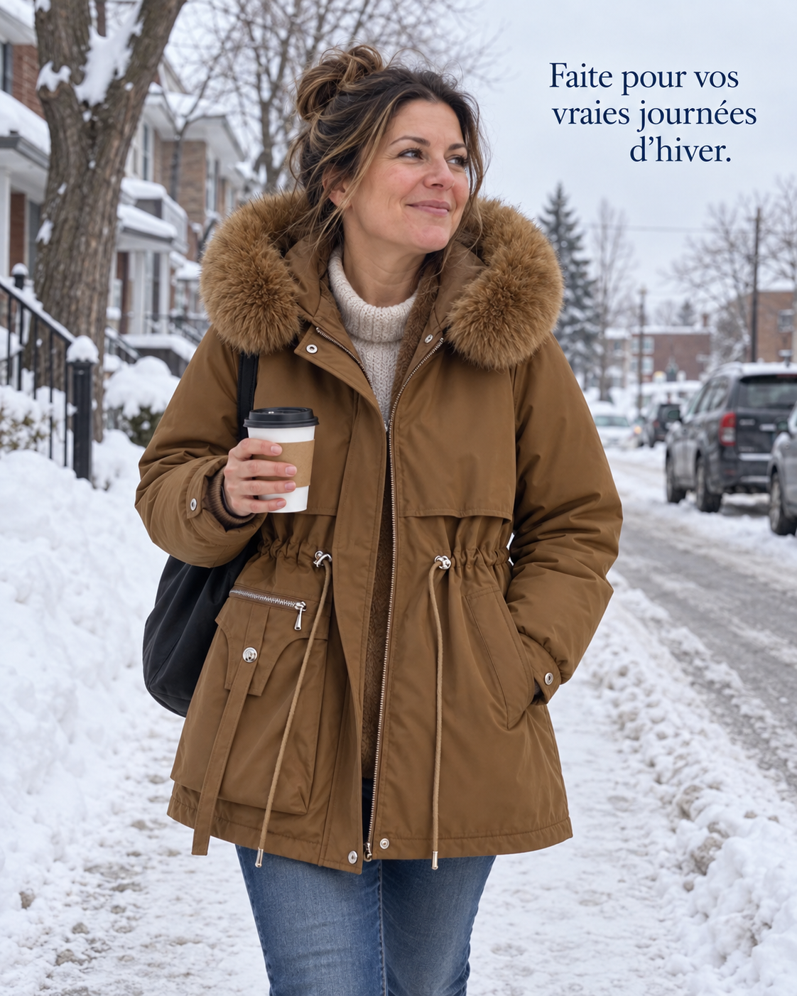 HiverÉlégance™ – Parka d’Hiver Doublée Polaire à Taille Ajustable