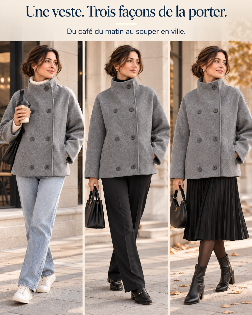 Valérine™ – Veste Élégante à Col Montant pour Femme