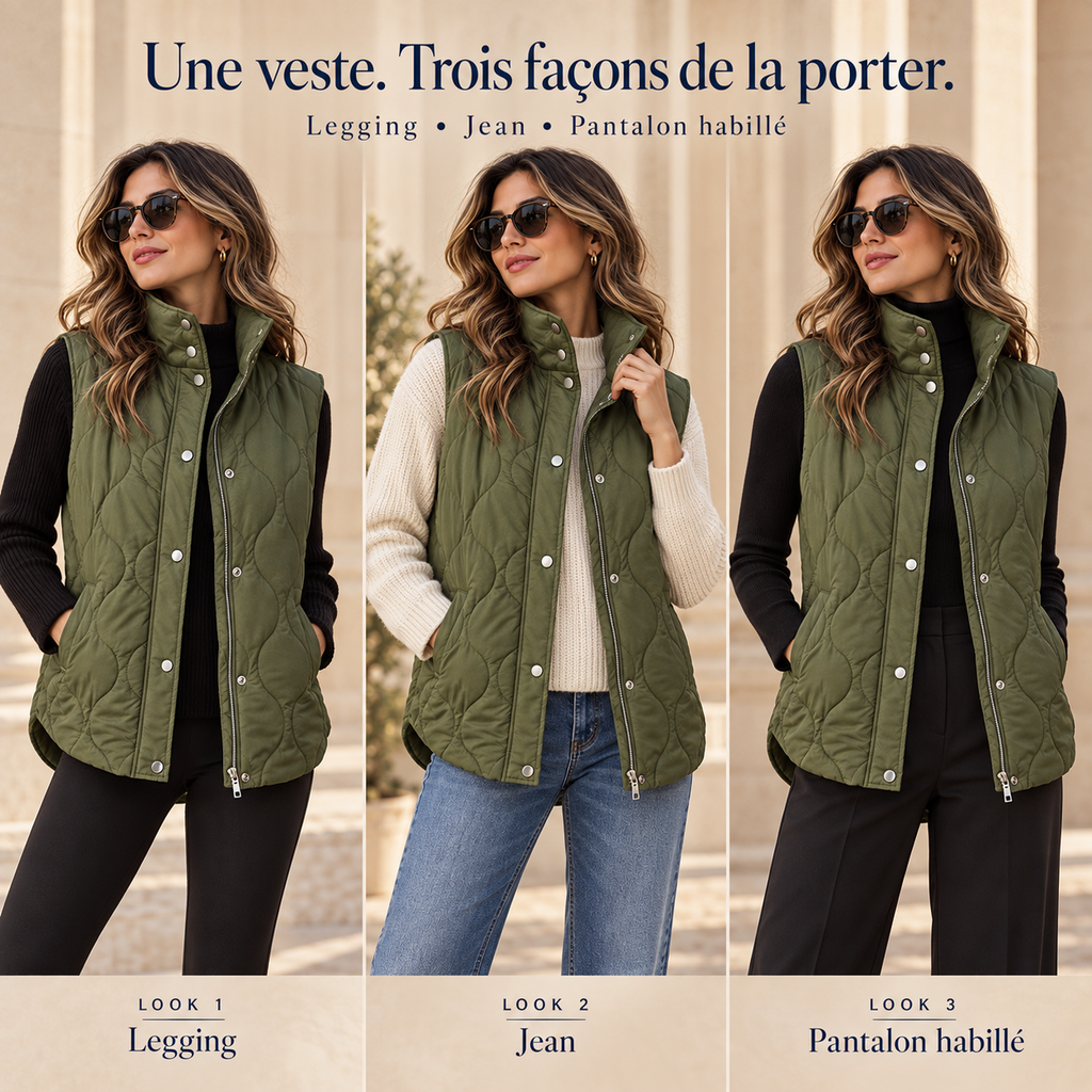 Élancia™ – Gilet Matelassé Sans Manches pour Femme