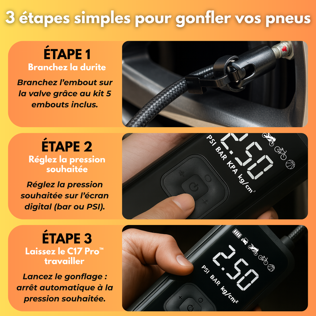GonfleMax™ – Compresseur d’Air Portable Rechargeable
