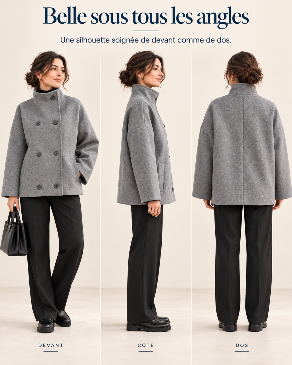 Valérine™ – Veste Élégante à Col Montant pour Femme