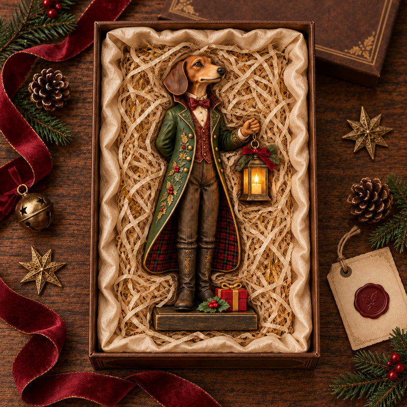NoëlDandy™ – Teckel Décoratif avec Lanterne Lumineuse
