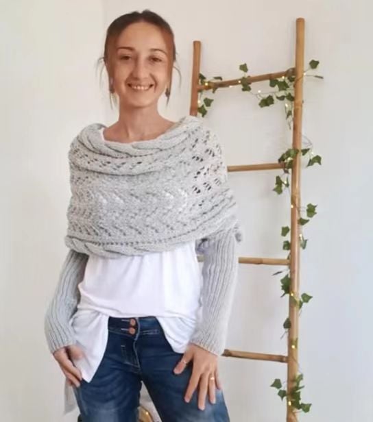 MailleÉlégance™ – Châle Tricoté à Manches Longues pour Femme