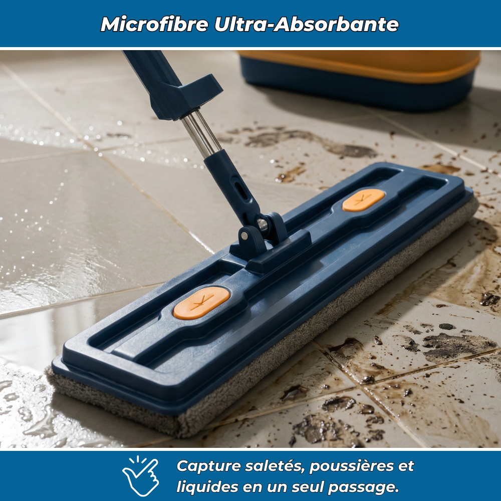 ÉclatSol™ – Balai Serpillière Rotatif avec Essorage Intégré