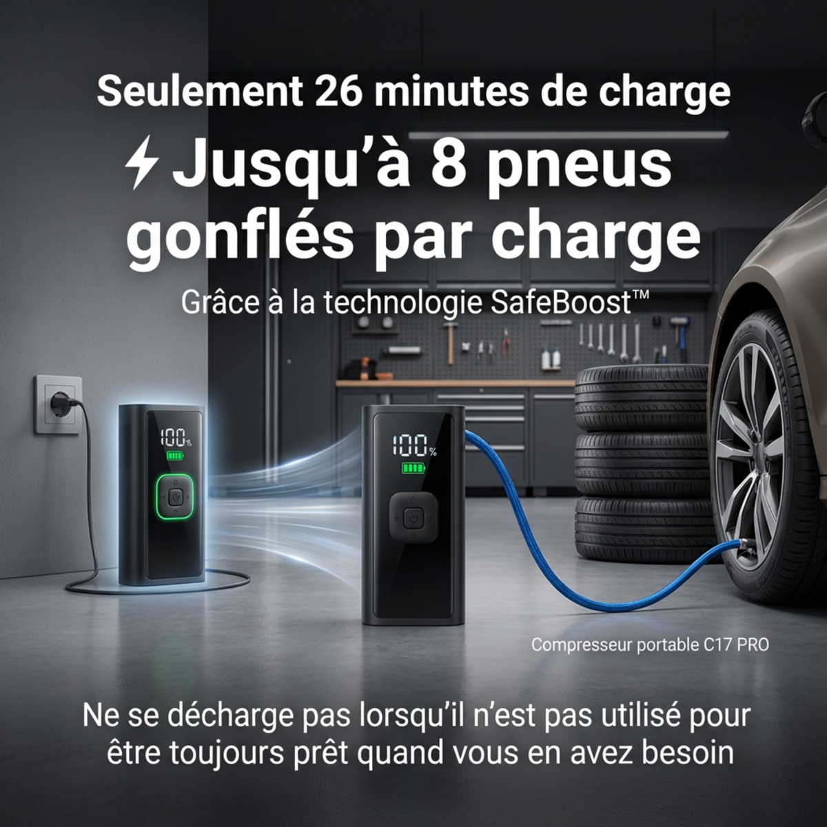 GonfleMax™ – Compresseur d’Air Portable Rechargeable