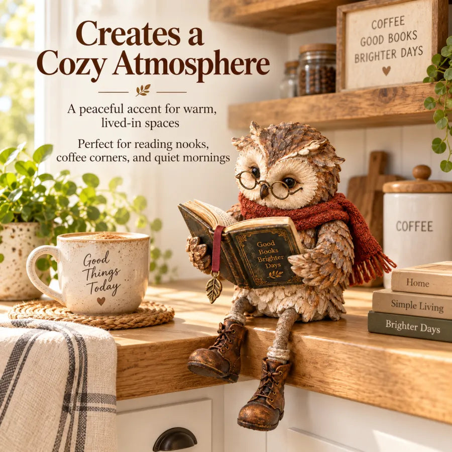 HibouLettres™ – Figurine Décorative de Chouette Lectrice