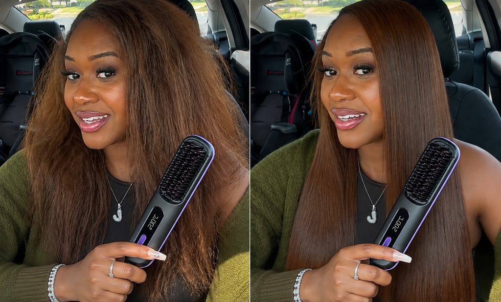 Lissora™ – Brosse Lissante Sans Fil | Retouches Rapides & Cheveux Sans Frisottis