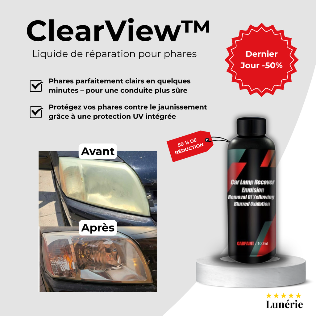 Dernier Jour -50% | ClearView™ Liquide de réparation pour phares