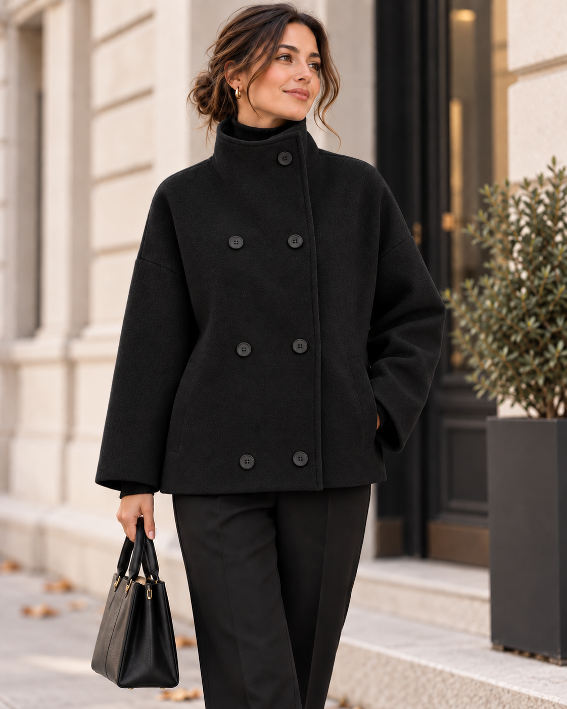 Valérine™ – Veste Élégante à Col Montant pour Femme