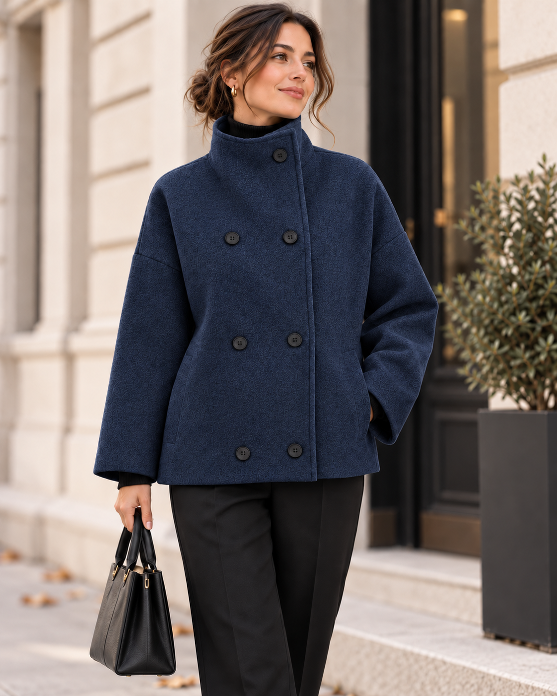 Valérine™ – Veste Élégante à Col Montant pour Femme