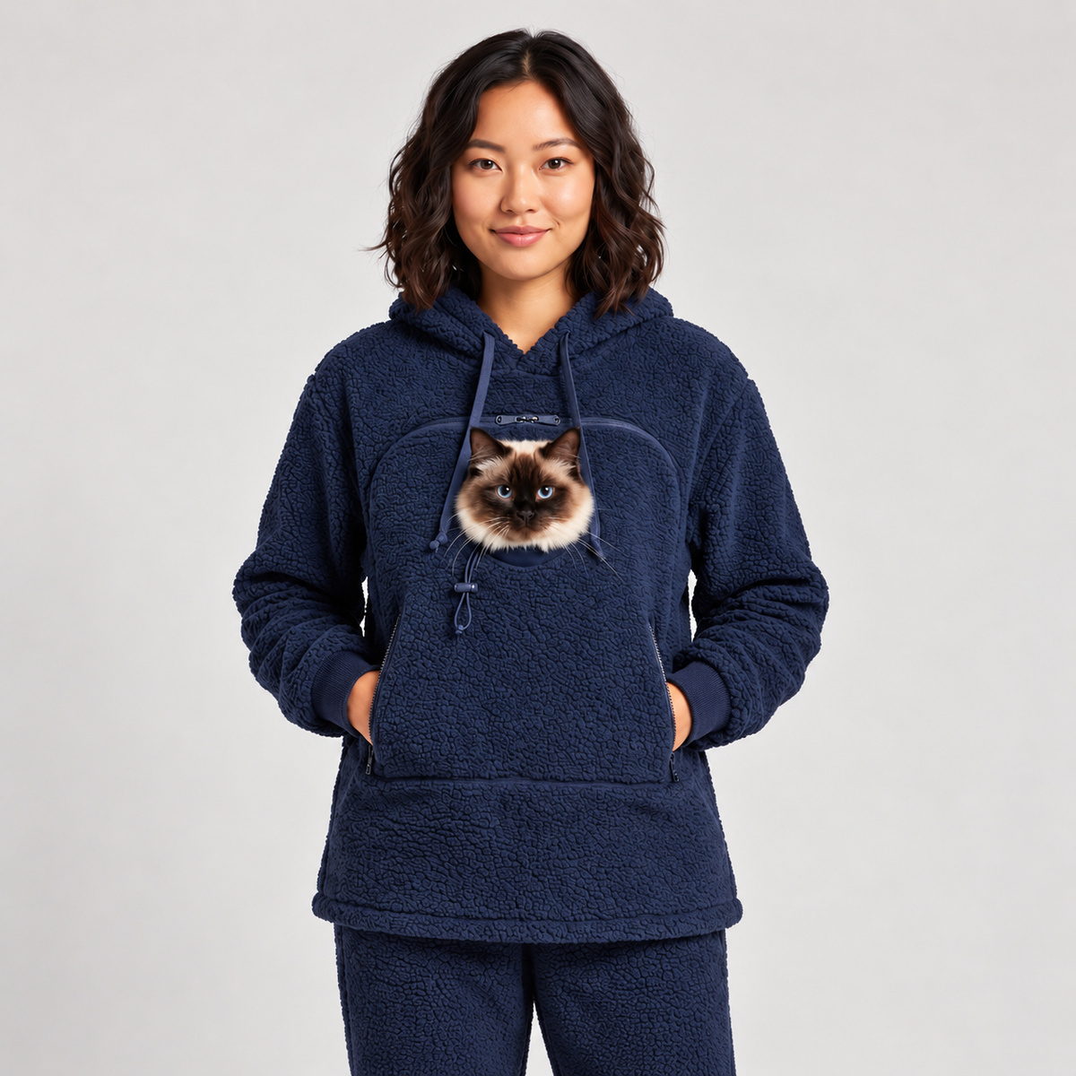 ChatCâlin™ – Sweat à Capuche Douillet pour Femme avec Poche pour Chat