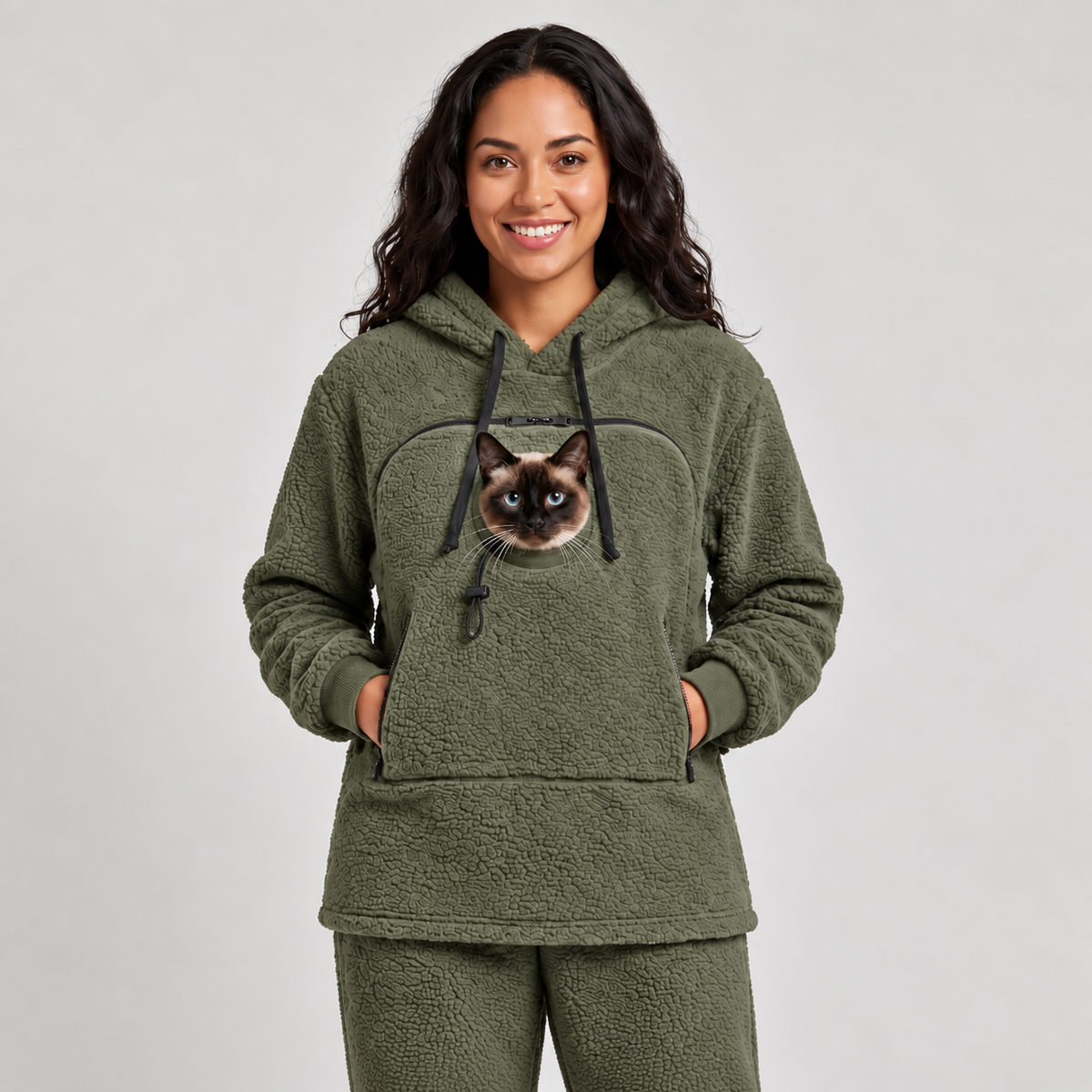 ChatCâlin™ – Sweat à Capuche Douillet pour Femme avec Poche pour Chat