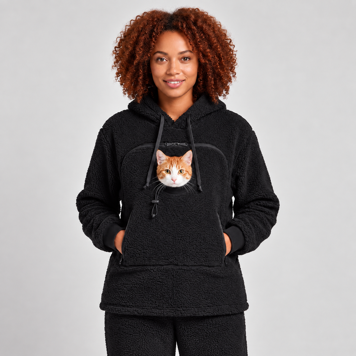 ChatCâlin™ – Sweat à Capuche Douillet pour Femme avec Poche pour Chat