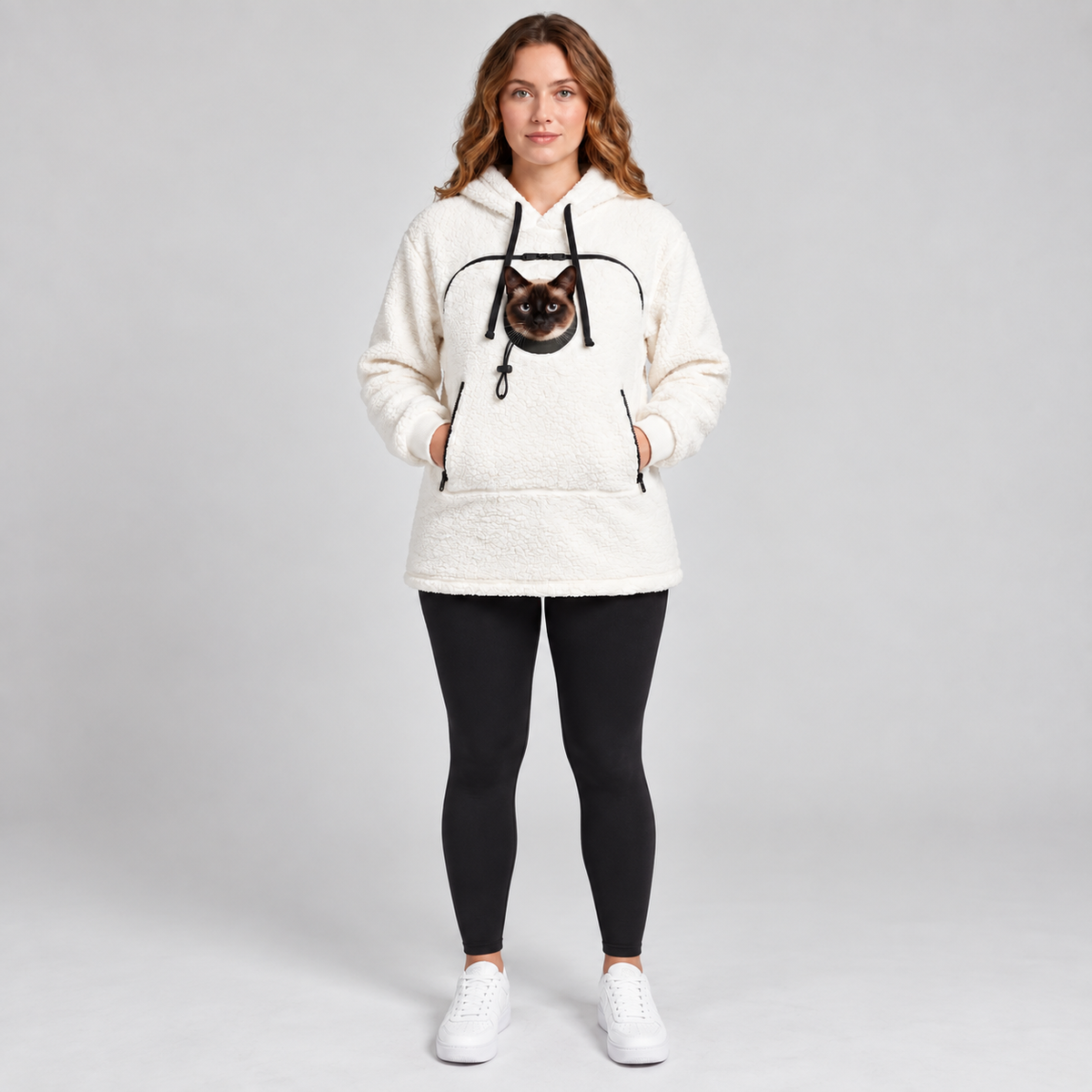 ChatCâlin™ – Sweat à Capuche Douillet pour Femme avec Poche pour Chat