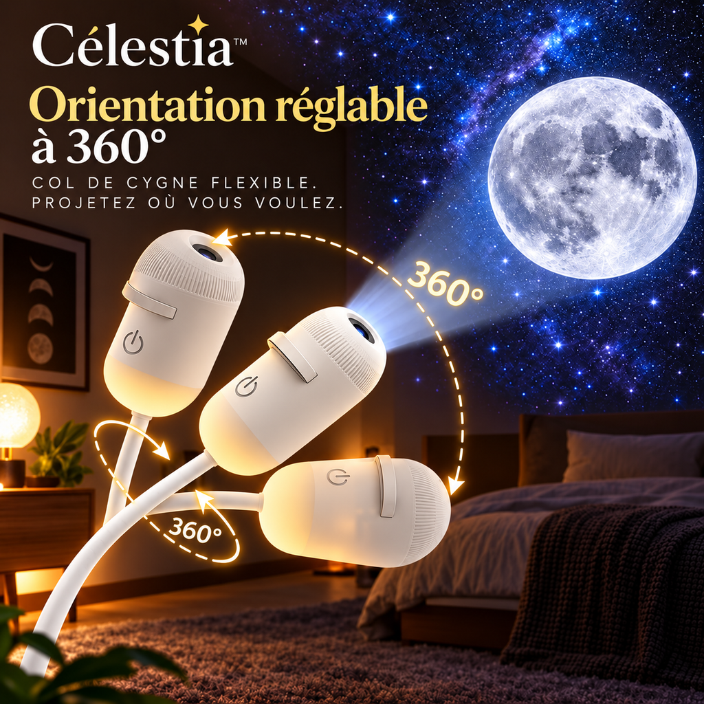 Célestia™ – Projecteur Galaxie 2-en-1 avec Veilleuse