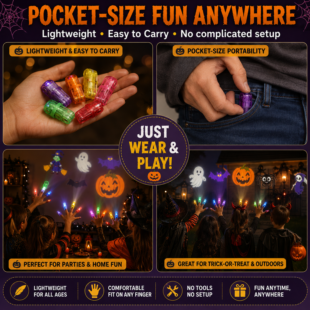 SpookLite™ Projecteur Halloween à Doigt | Mini-Projections Effrayantes pour des Fêtes Magiques