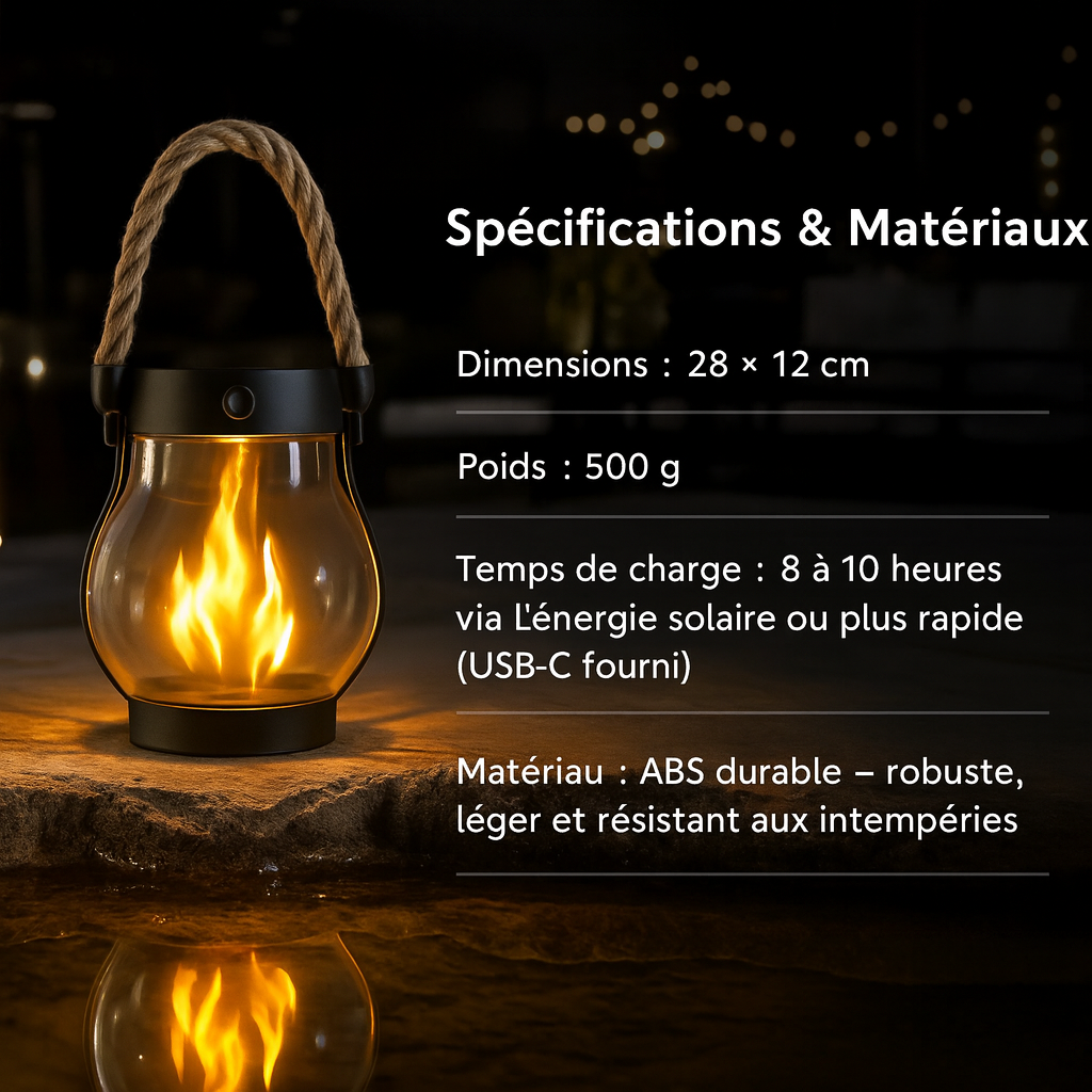 SoleilFlamme™ – Lampe Solaire Décorative Effet Flamme