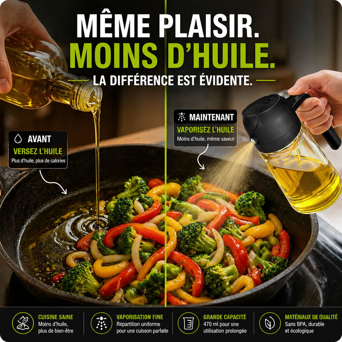 HuileFine™ – Pulvérisateur d’Huile 2-en-1 en Verre