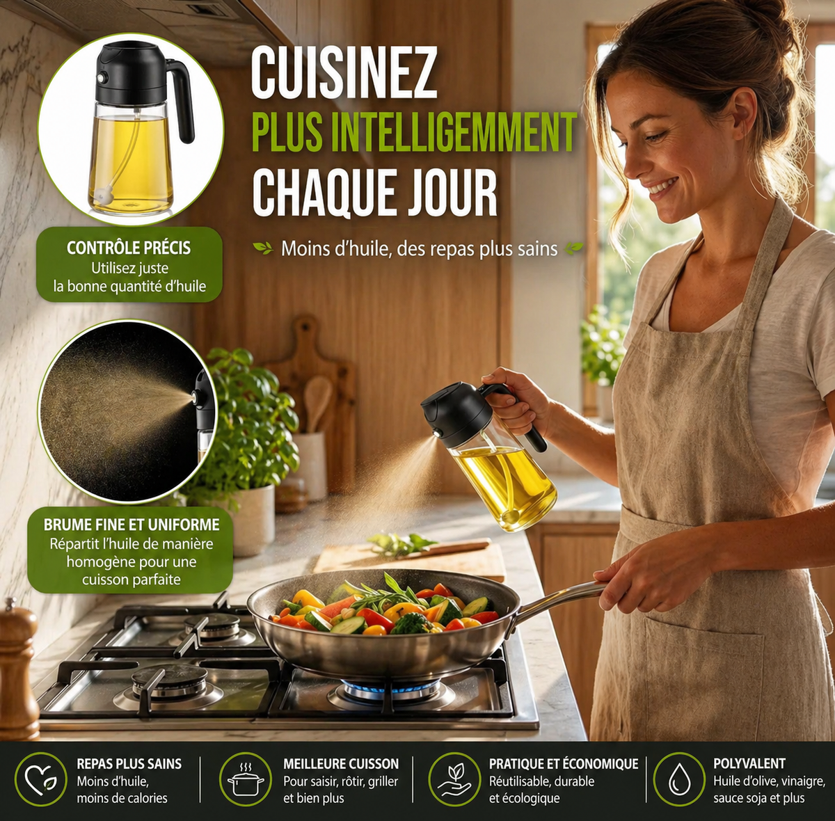 HuileFine™ – Pulvérisateur d’Huile 2-en-1 en Verre