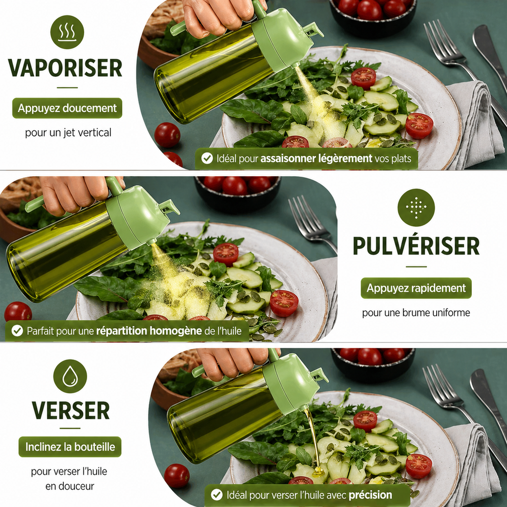HuileFine™ – Pulvérisateur d’Huile 2-en-1 en Verre