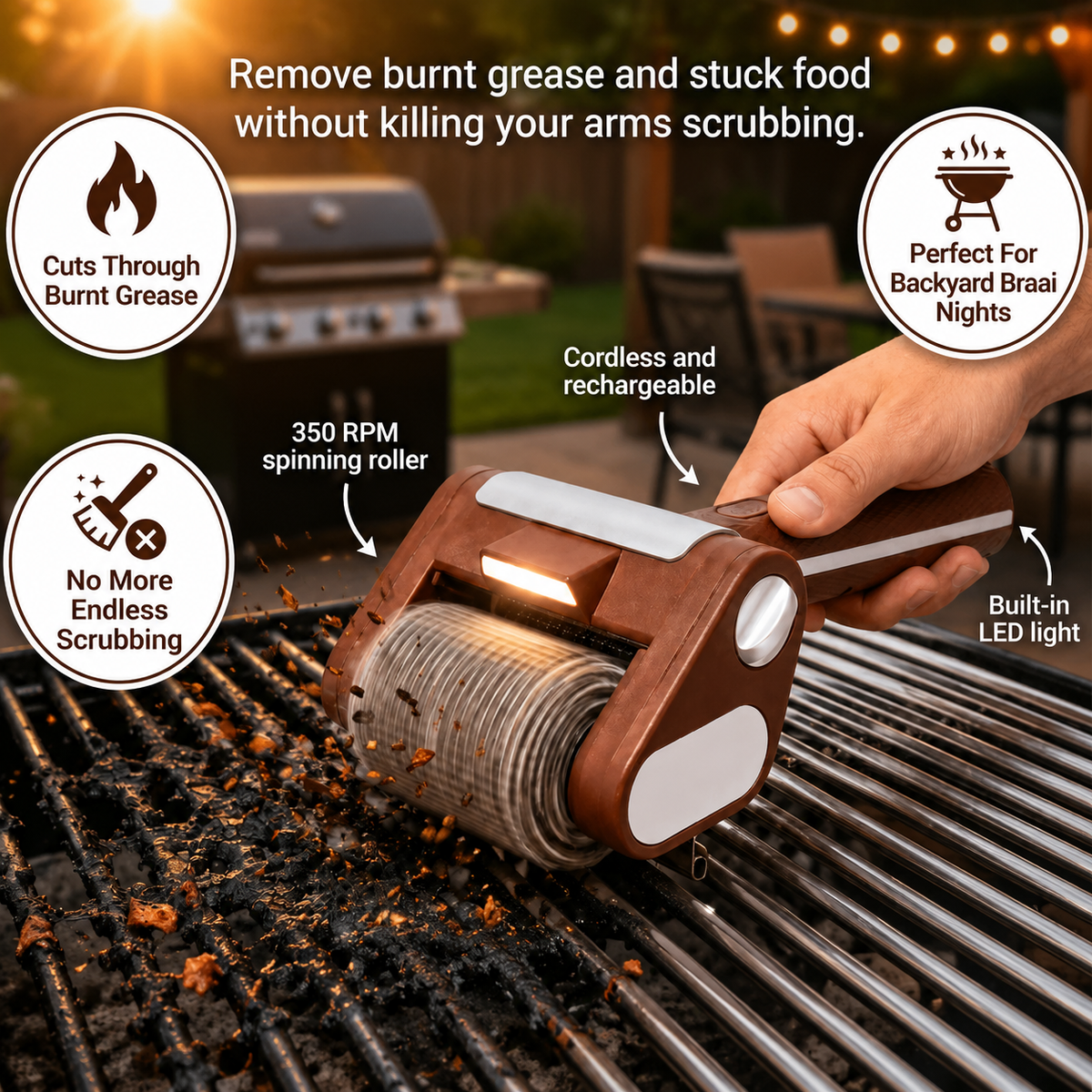 GrilleÉclat™ – Nettoyeur Électrique Rotatif pour Barbecue