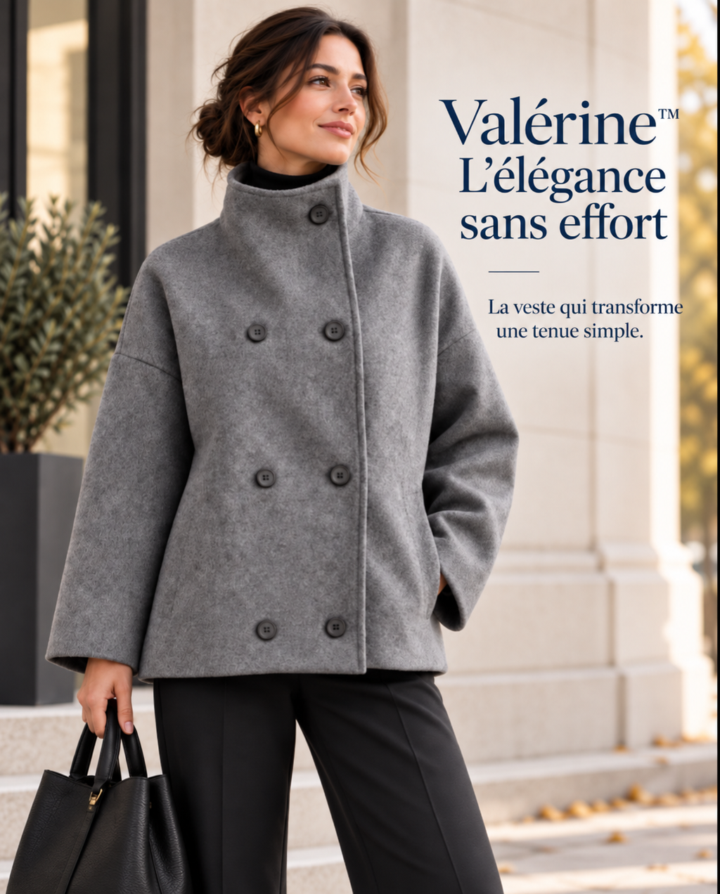 Valérine™ – Veste Élégante à Col Montant pour Femme