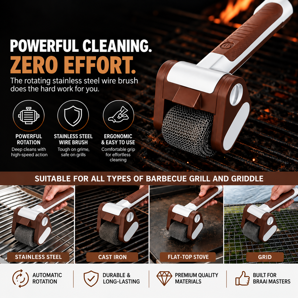 GrilleÉclat™ – Nettoyeur Électrique Rotatif pour Barbecue