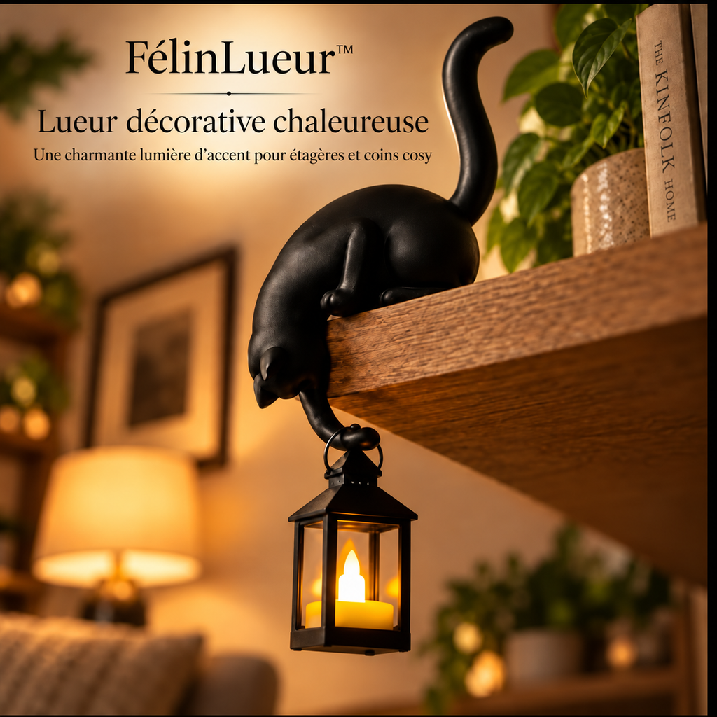 FélinLueur™ – Chat Décoratif avec Lanterne Lumineuse