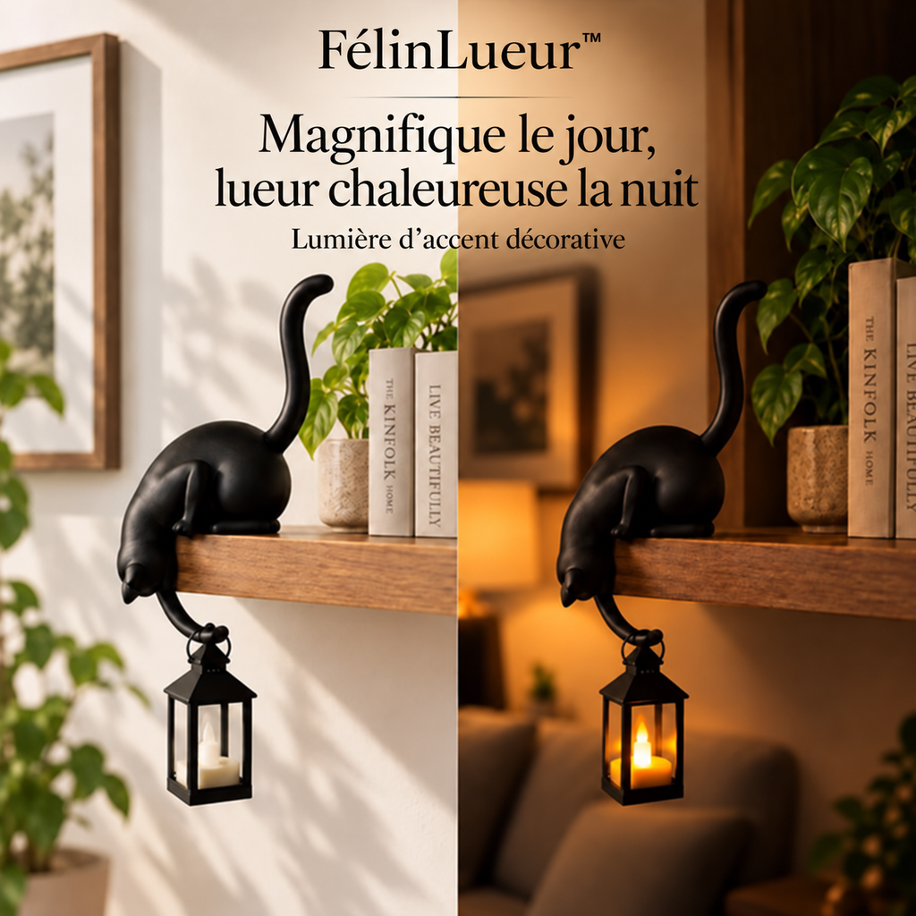 FélinLueur™ – Chat Décoratif avec Lanterne Lumineuse