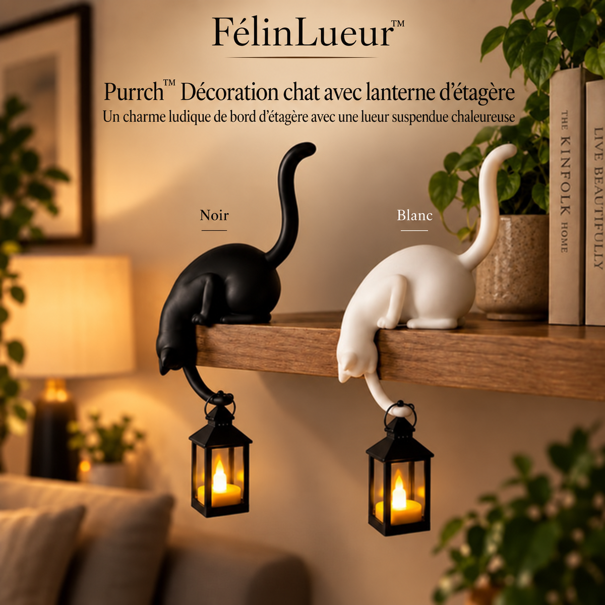 FélinLueur™ – Chat Décoratif avec Lanterne Lumineuse