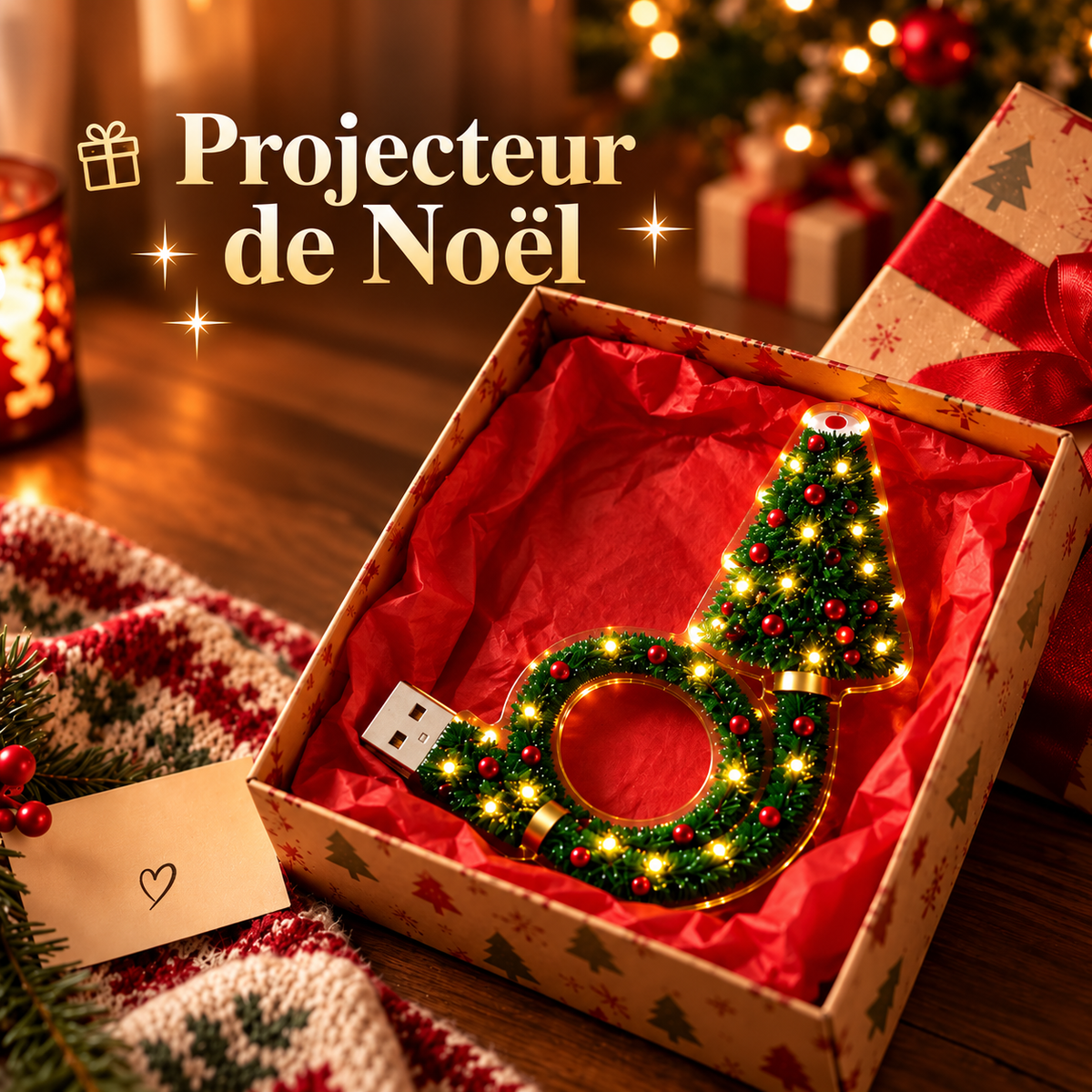 SapinMagie™ – Projecteur de Noël USB à 6 Motifs Lumineux