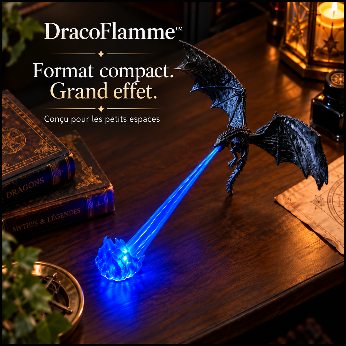 DracoFlamme™ – Dragon Décoratif LED Cracheur de Flamme