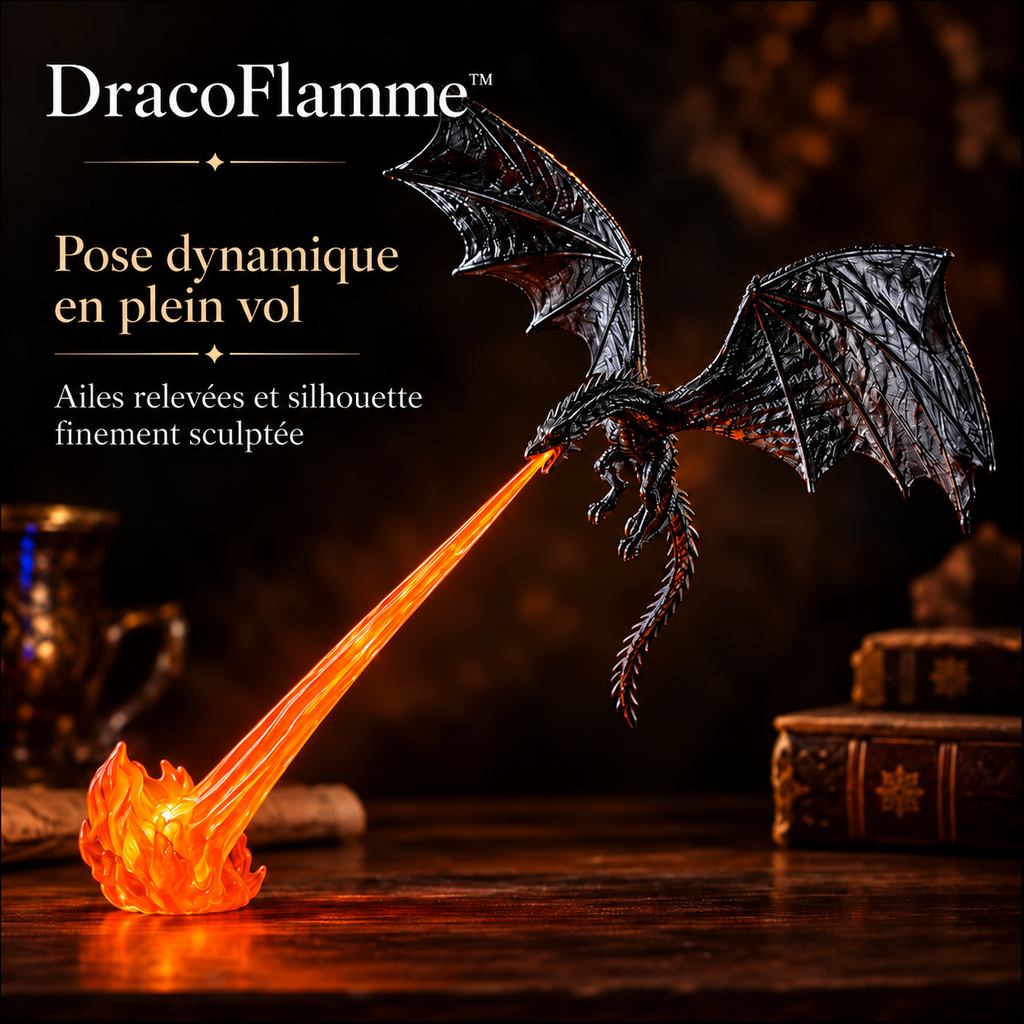 DracoFlamme™ – Dragon Décoratif LED Cracheur de Flamme