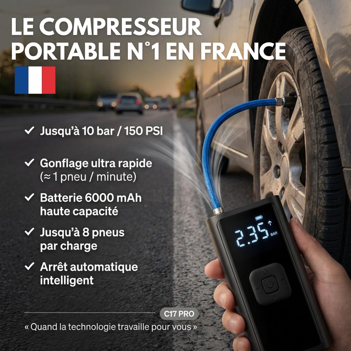 GonfleMax™ – Compresseur d’Air Portable Rechargeable