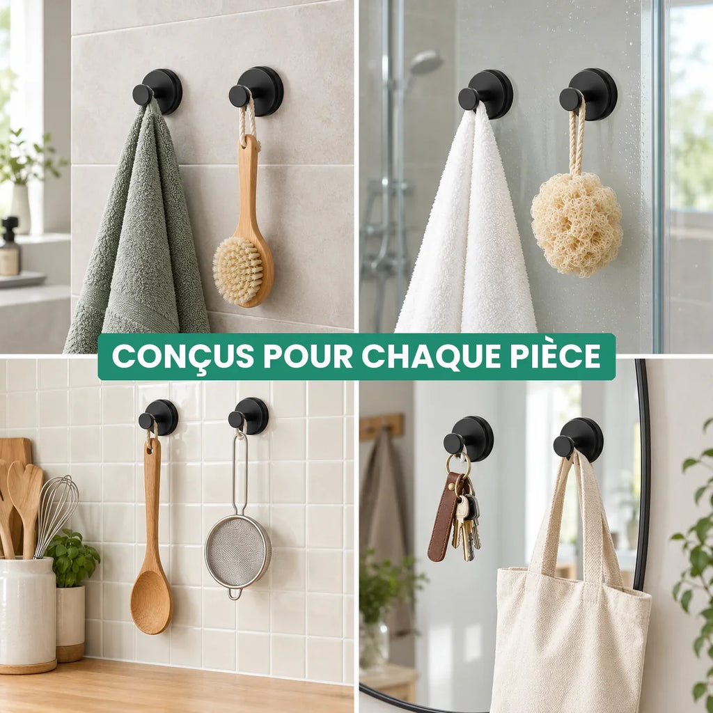AccrocheZen™ – Crochets à Ventouse Sans Perçage, Lot de 4