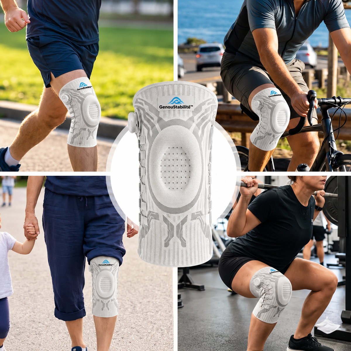 GenouStabilité™ – Genouillère de Compression Réglable avec Soutien Rotulien