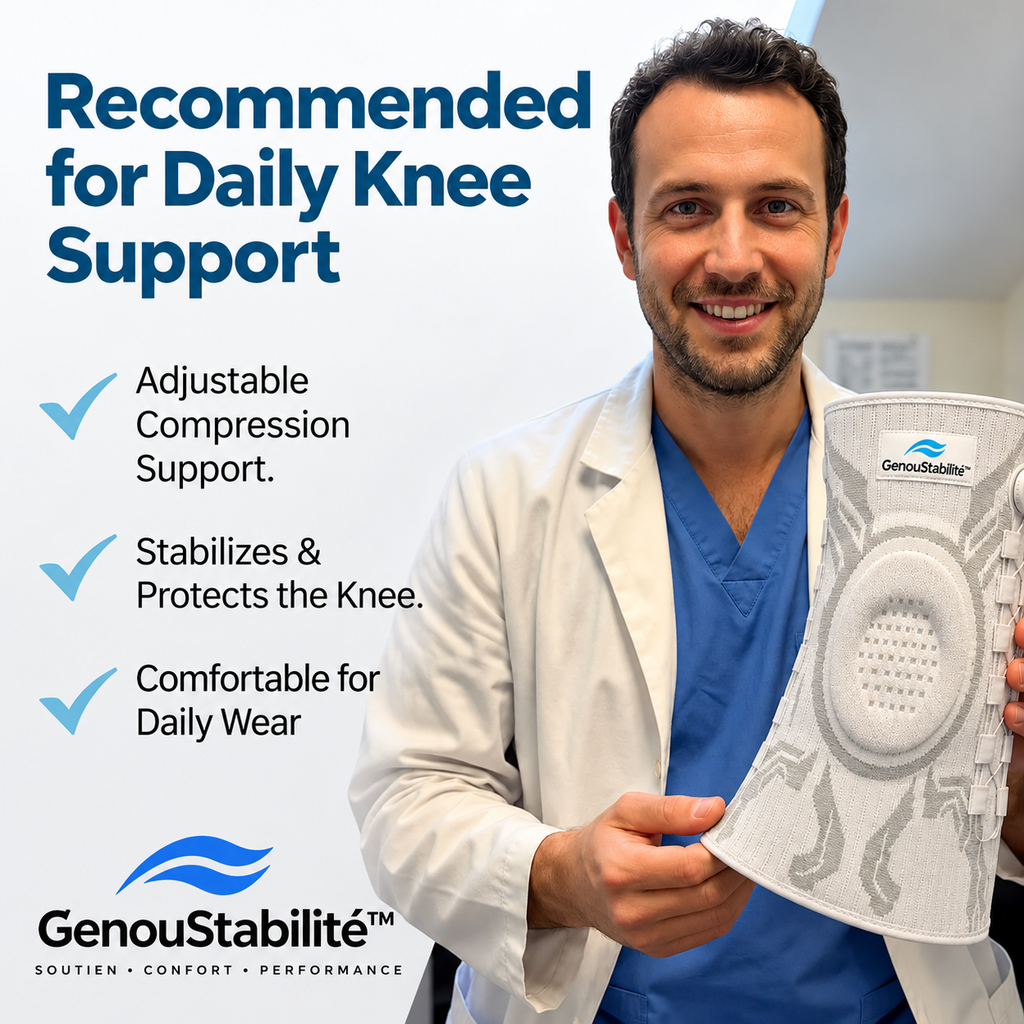 GenouStabilité™ – Genouillère de Compression Réglable avec Soutien Rotulien